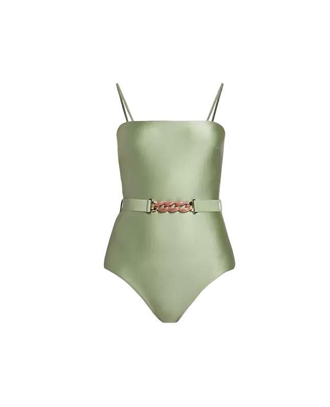 Zimmermann Cira Chain Belt One Piece | Mint Green, Full Coverage, Bandeau, Strap