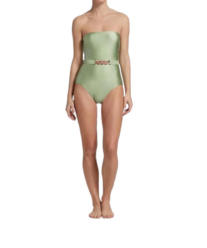 Zimmermann Cira Chain Belt One Piece | Mint Green, Full Coverage, Bandeau, Strap