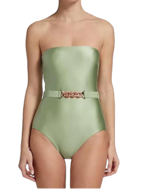 Zimmermann Cira Chain Belt One Piece | Mint Green, Full Coverage, Bandeau, Strap