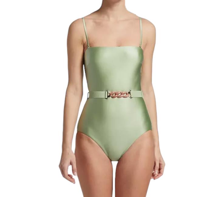 Zimmermann Cira Chain Belt One Piece | Mint Green, Full Coverage, Bandeau, Strap