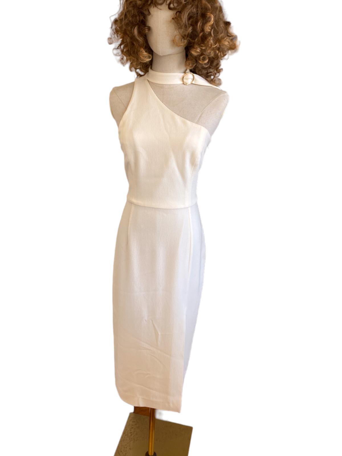 Zimmermann Neck Tie Midi Dress White, Pencil, One Shoulder Naked Pear Zimmermann Neck Tie Midi Dress White, Pencil, One Shoulder Naked Pear
