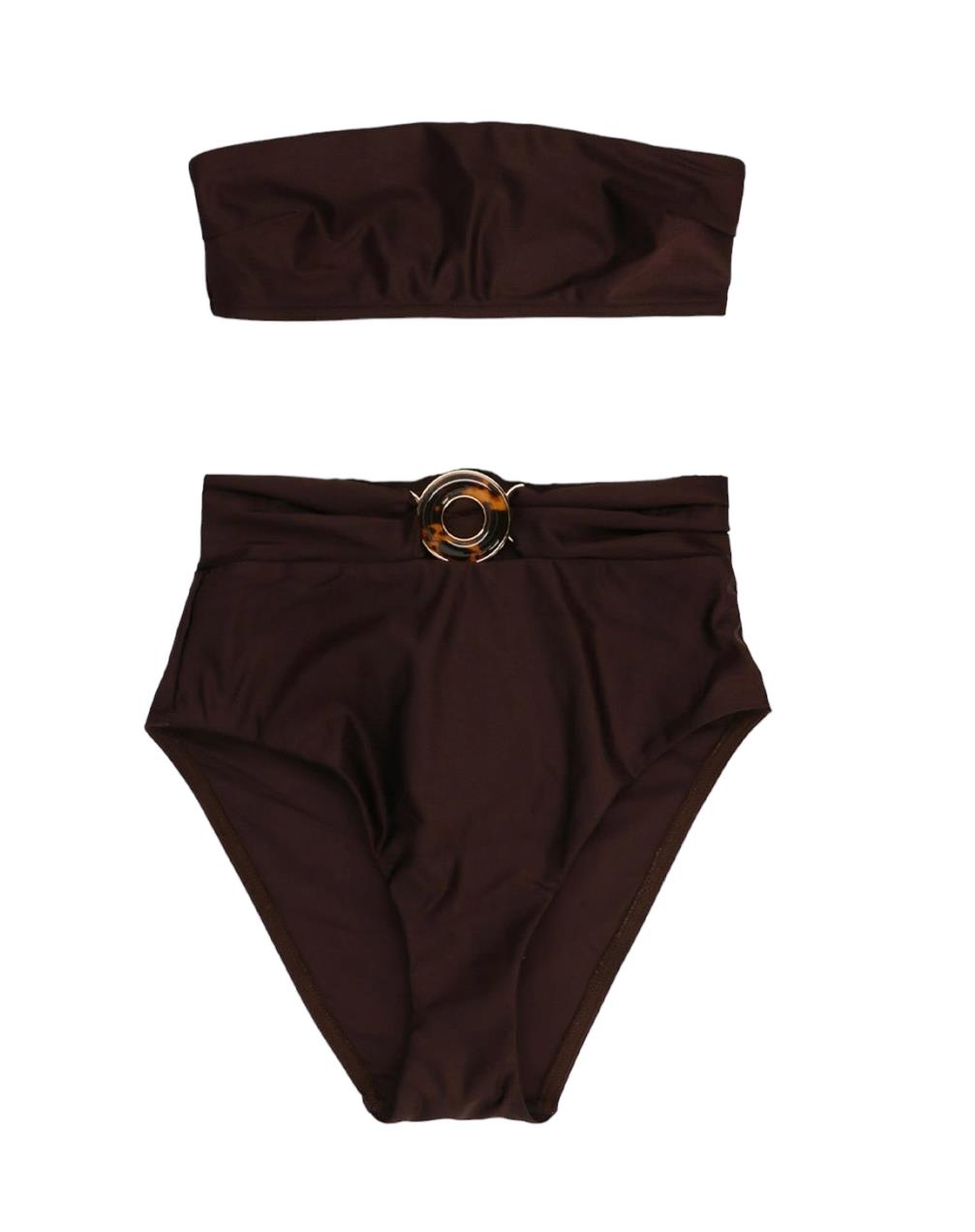 Zimmermann Tiggy Circle Link Bikini | Chocolate Brown, High Rise, Bandeau