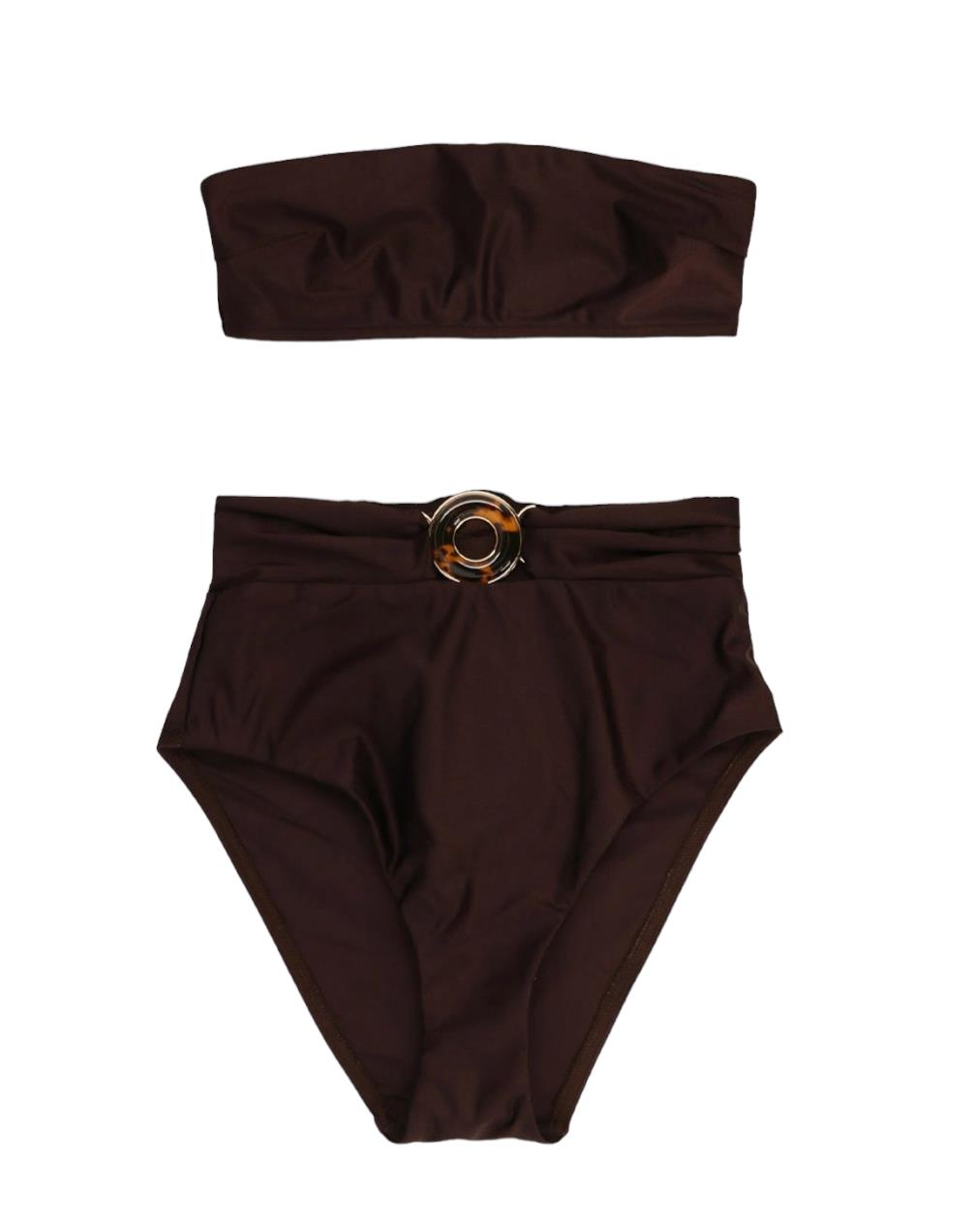 Zimmermann Tiggy Circle Link Bikini | Chocolate Brown, High Rise, Bandeau