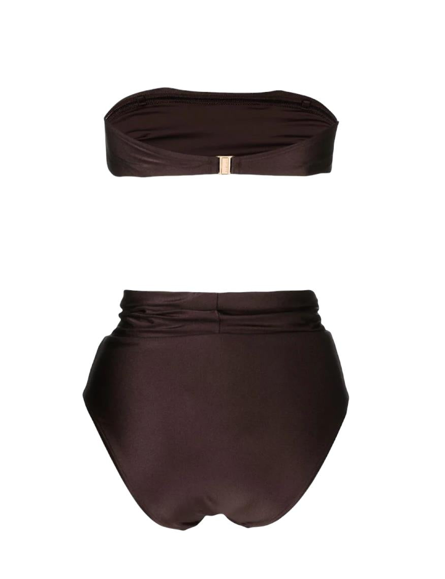 Zimmermann Tiggy Circle Link Bikini | Chocolate Brown, High Rise, Bandeau