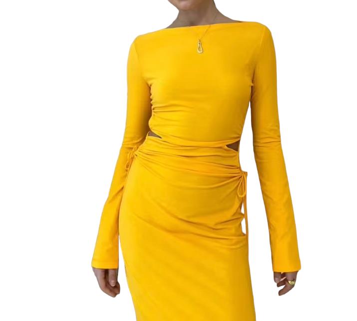 CAMILLA AND MARC Alexandre Dress | Yellow, Bodycon, Midi/Maxi, Side Cut Out