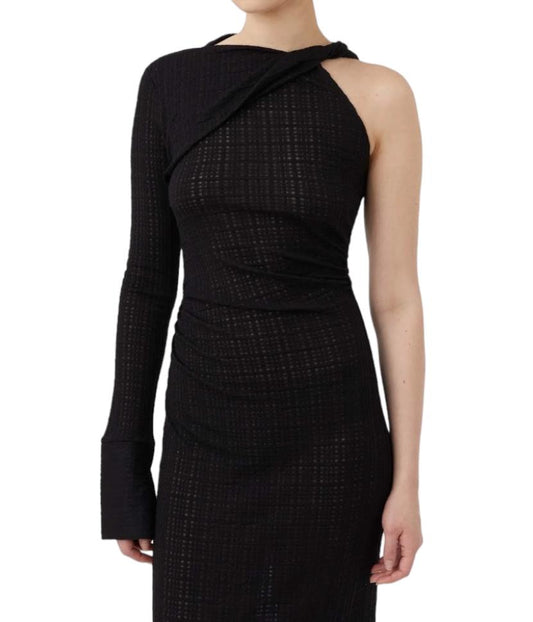 CAMILLA AND MARC Cypress Midi Dress | One Shoulder, Stretch, Black, Asymmetric