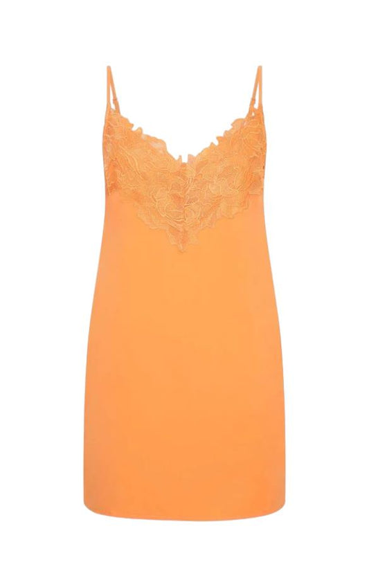 CAMILLA AND MARC Sable Mini Dress | Persimmon/Orange, Cotton, Lace Trim, Slip