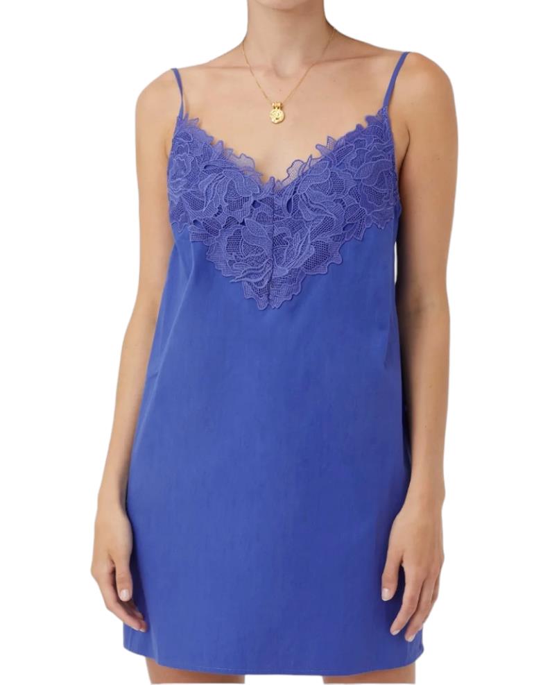 CAMILLA AND MARC Sable Mini Dress | Iris/Blue, Cotton, Lace Trim, Relaxed Slip