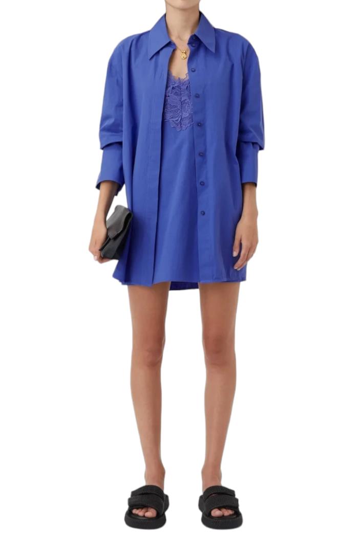 CAMILLA AND MARC Sable Mini Dress | Iris/Blue, Cotton, Lace Trim, Relaxed Slip
