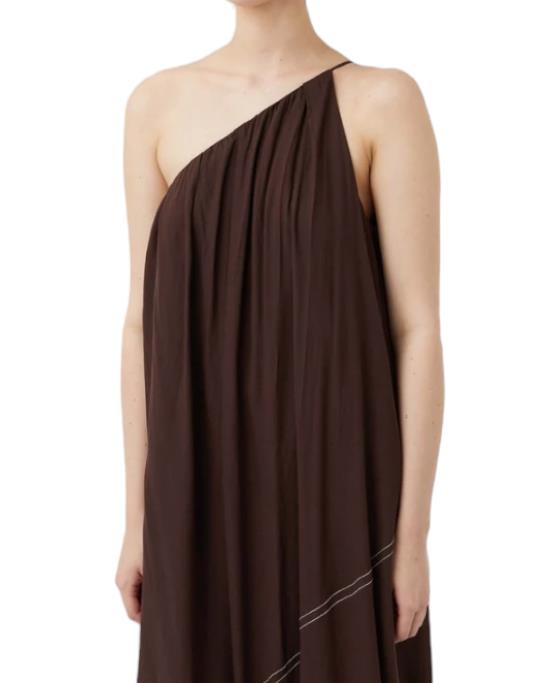 Camilla and Marc Castille One Shoulder Maxi Dress |Brown/Chocolate, One Shoulder