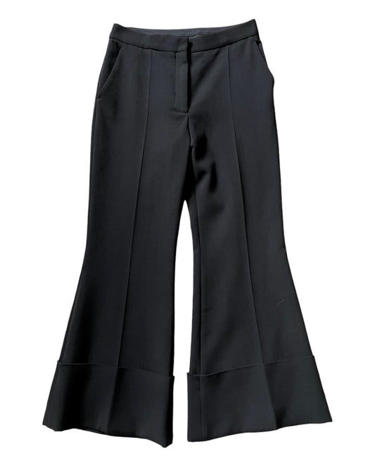 Stella McCartney Black Trousers/Pants | Cropped, Wool, Cuffed, Sz 40