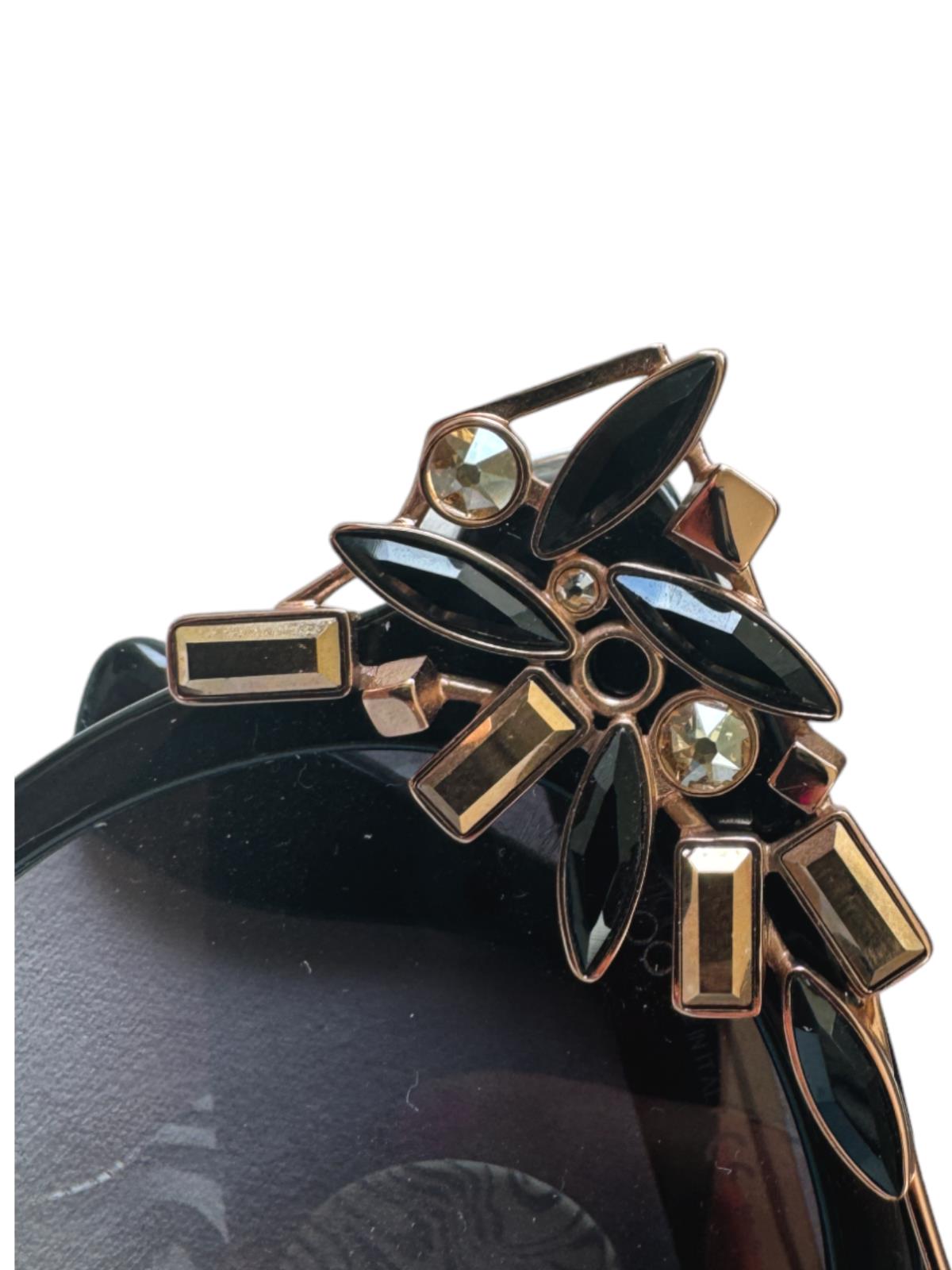 JIMMY CHOO Black/Gold VIVY Crystals Embellished Round Sunglasses, 2016 - RARE!