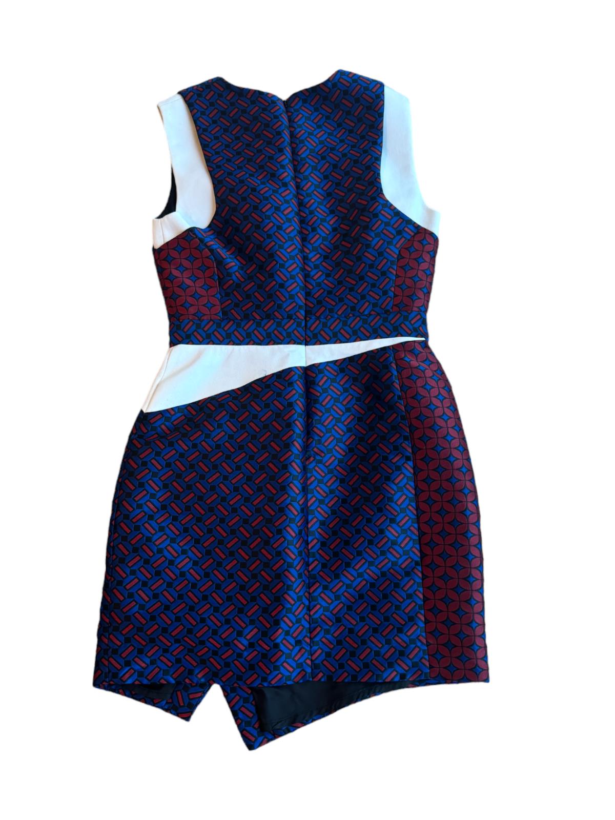 Camilla and Marc Invocation Dress | Mini, Blue/Red/White/Black, Geometric, Sz 12