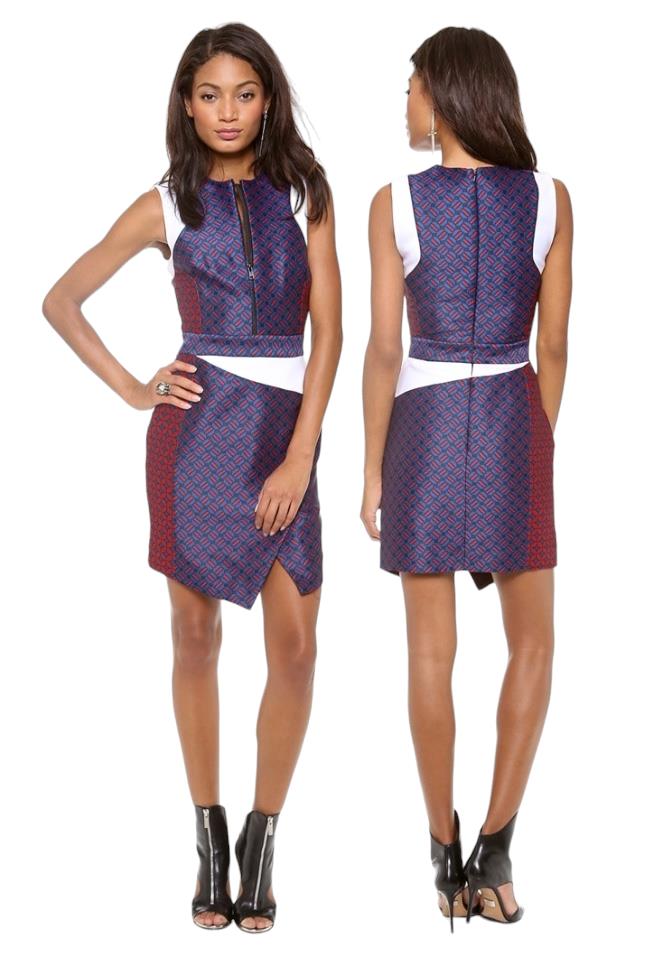 Camilla and Marc Invocation Dress | Mini, Blue/Red/White/Black, Geometric, Sz 12