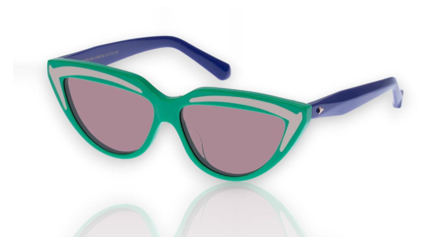 Karen Walker  Lash Splash Sunglasses | Green/Purple CatEye, Bio-Acetate Frame