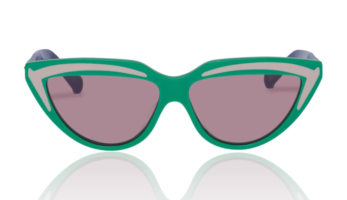 Karen Walker  Lash Splash Sunglasses | Green/Purple CatEye, Bio-Acetate Frame