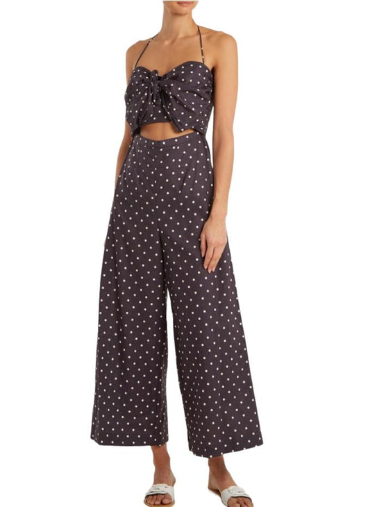 Zimmermann Prima Dot Jumpsuit |Sz 1, Blue, Polka Dot, Cut Out, Tie, Boned Bodice