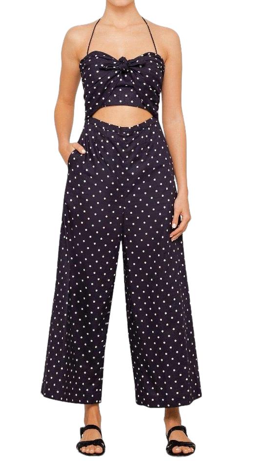 Zimmermann Prima Dot Jumpsuit |Sz 1, Blue, Polka Dot, Cut Out, Tie, Boned Bodice