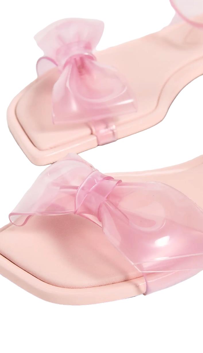 Zimmermann Jelly Bow Sandal | Pink/Fondant, Flats, Ankle Strap, Leather/PVC