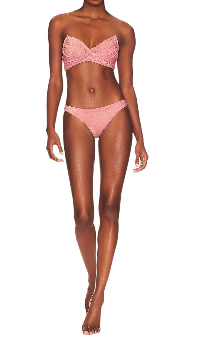 Zimmermann Clover Lurex Twist Bikini | Pink, Metallic, Boned top, Halter Straps