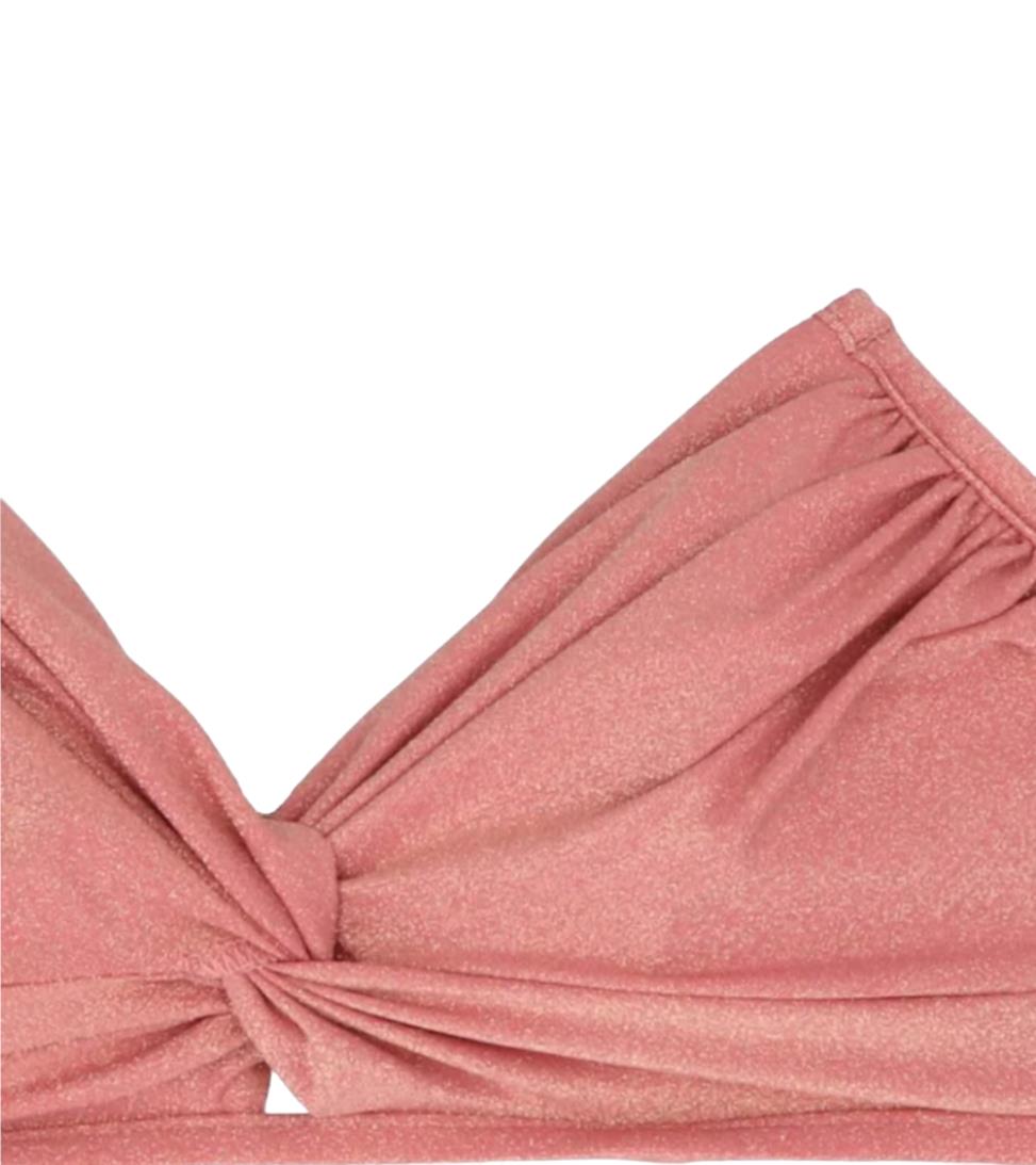 Zimmermann Clover Lurex Twist Bikini | Pink, Metallic, Boned top, Halter Straps