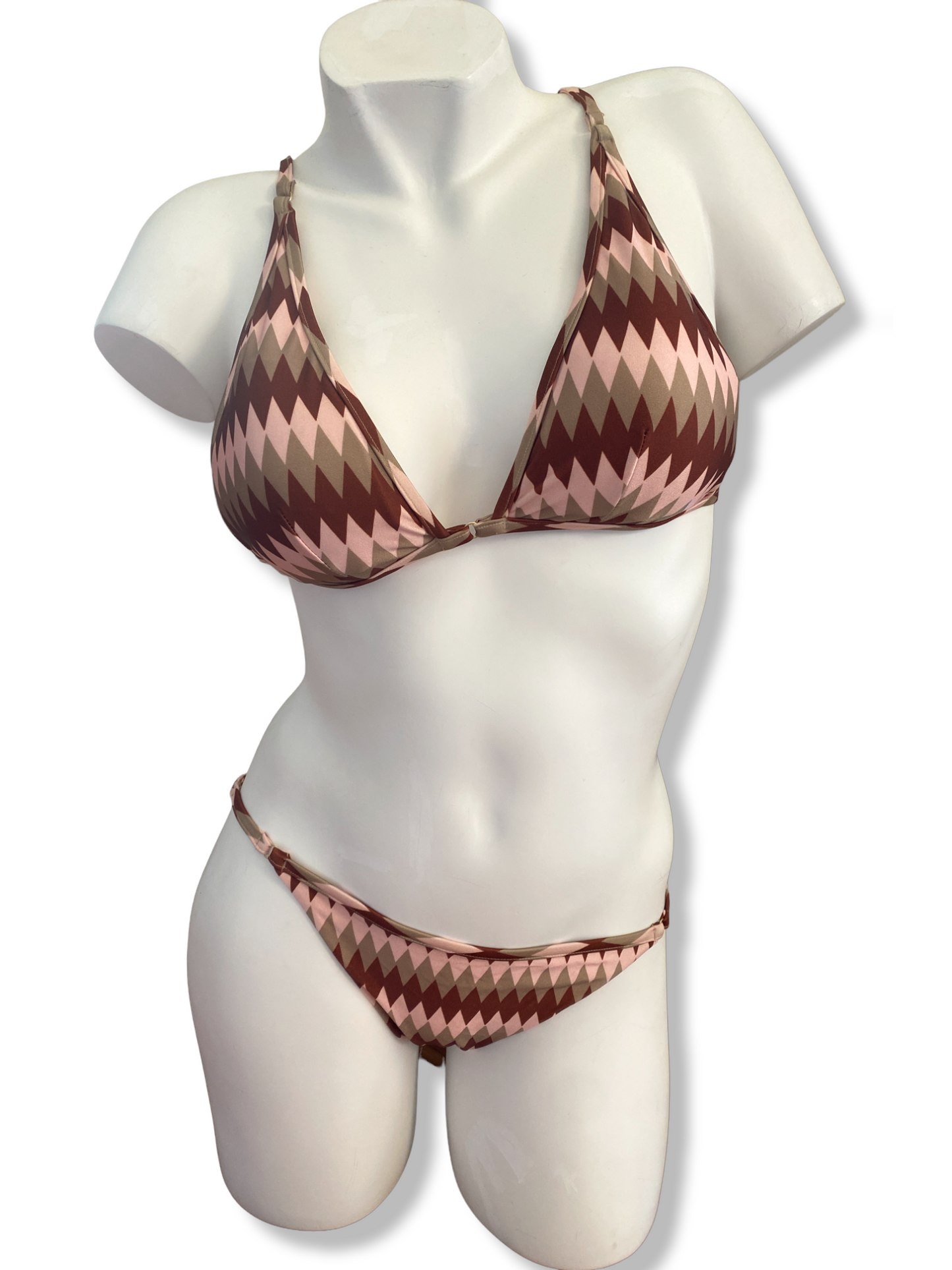 Zimmermann Chroma High Tri Bikini | Low Rise Bottoms, Triangle Top, Pink Diamond