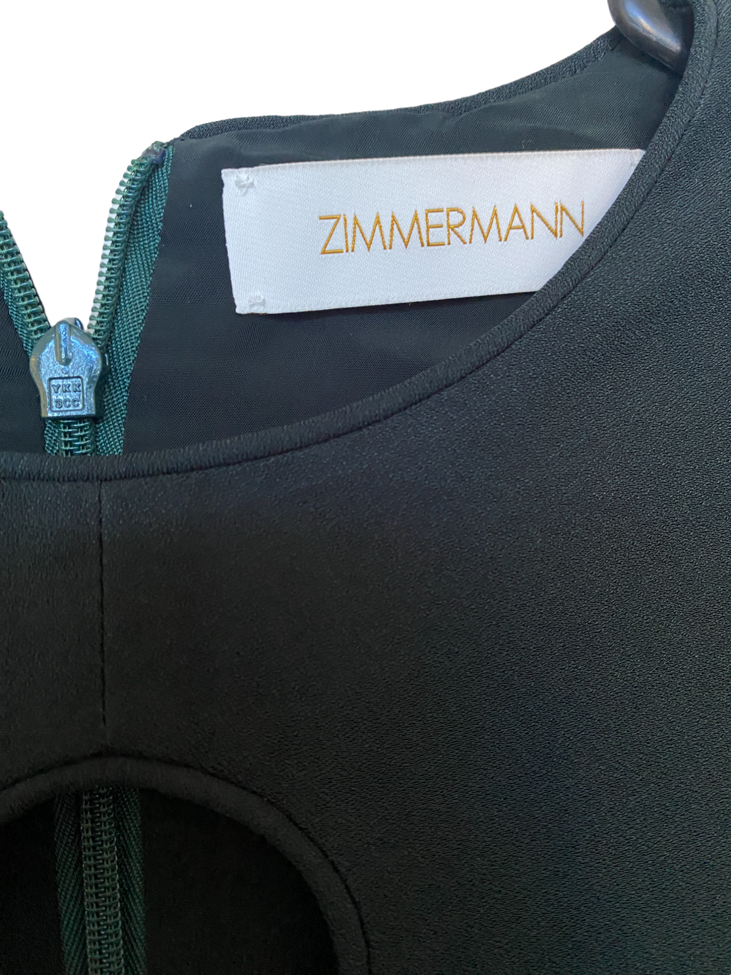 Zimmermann Keyhole Midi Dress, Green |Viscose, Puff Sleeves, Cutout, Fit & Flare
