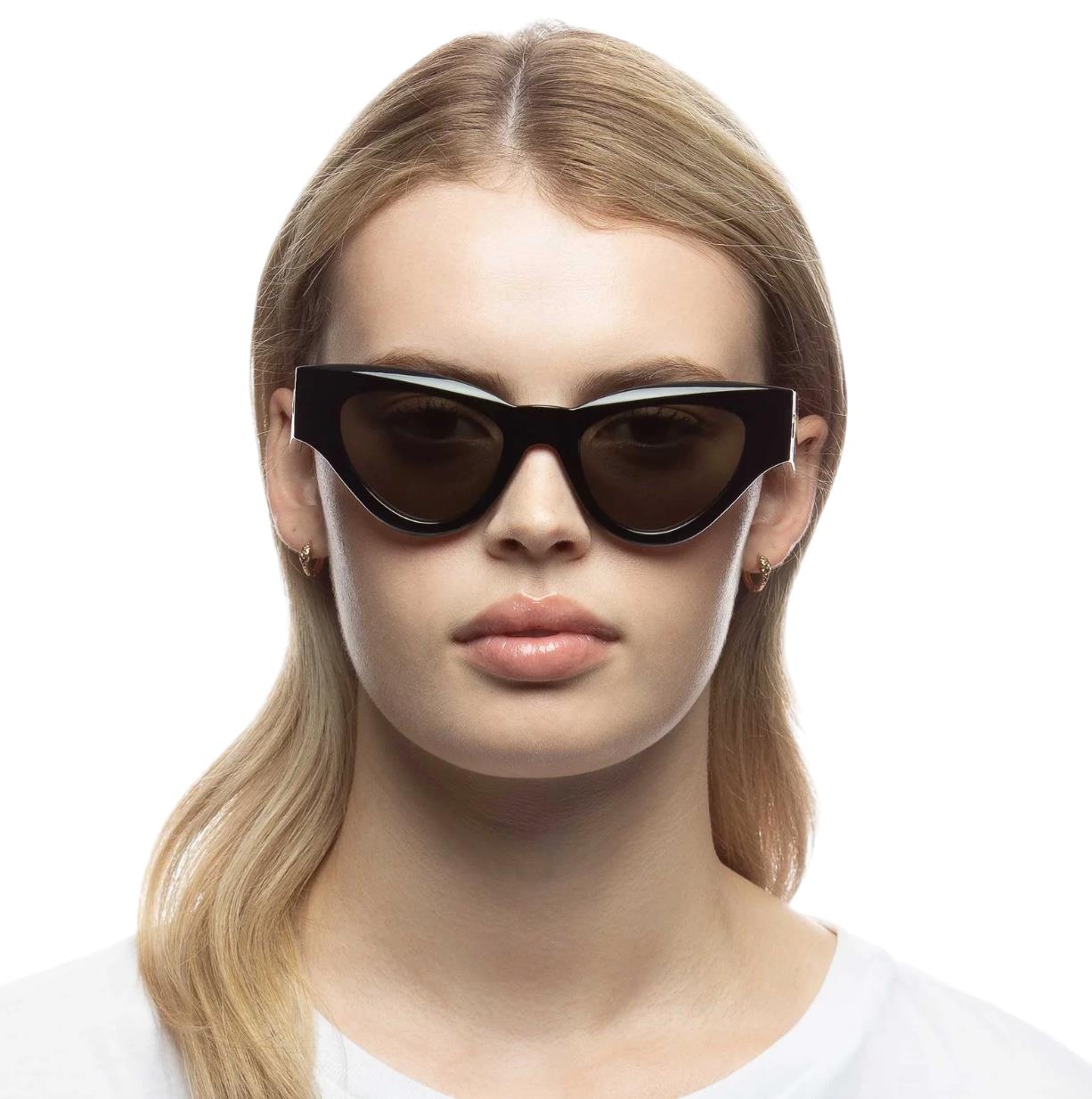 Le Specs FANPLASTICO Sunglasses | Classic Black Cats Eye,  Cat 3, Eco Friendly