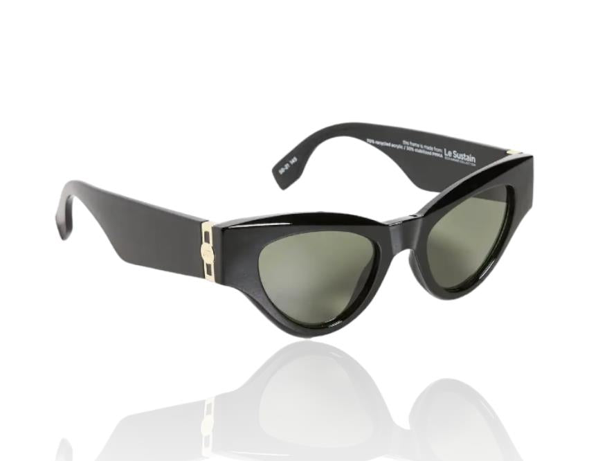 Le Specs FANPLASTICO Sunglasses | Classic Black Cats Eye,  Cat 3, Eco Friendly