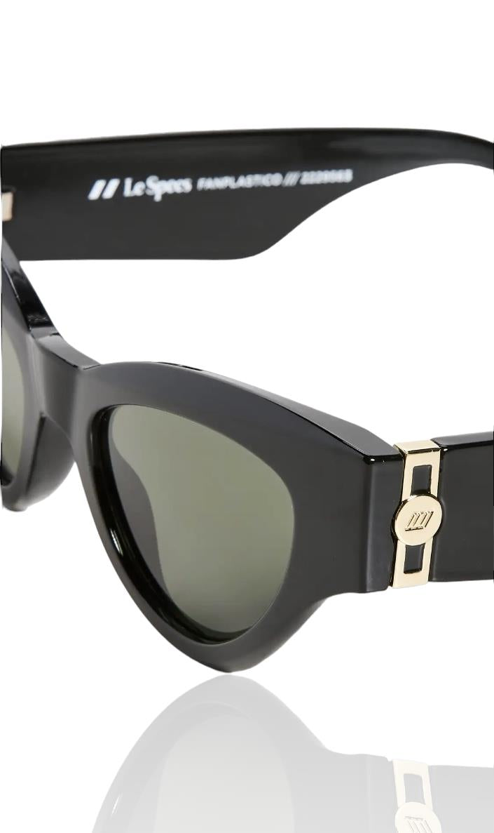 Le Specs FANPLASTICO Sunglasses | Classic Black Cats Eye,  Cat 3, Eco Friendly
