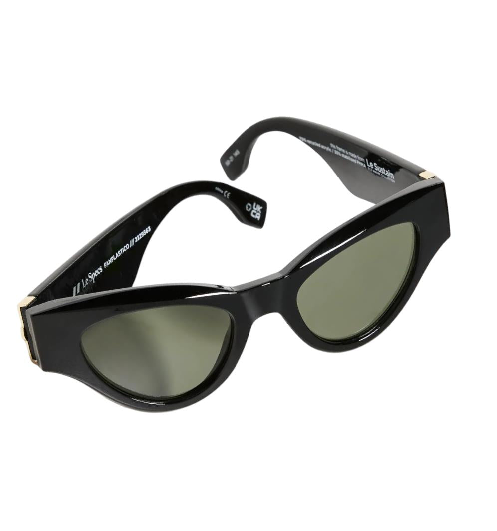 Le Specs FANPLASTICO Sunglasses | Classic Black Cats Eye,  Cat 3, Eco Friendly