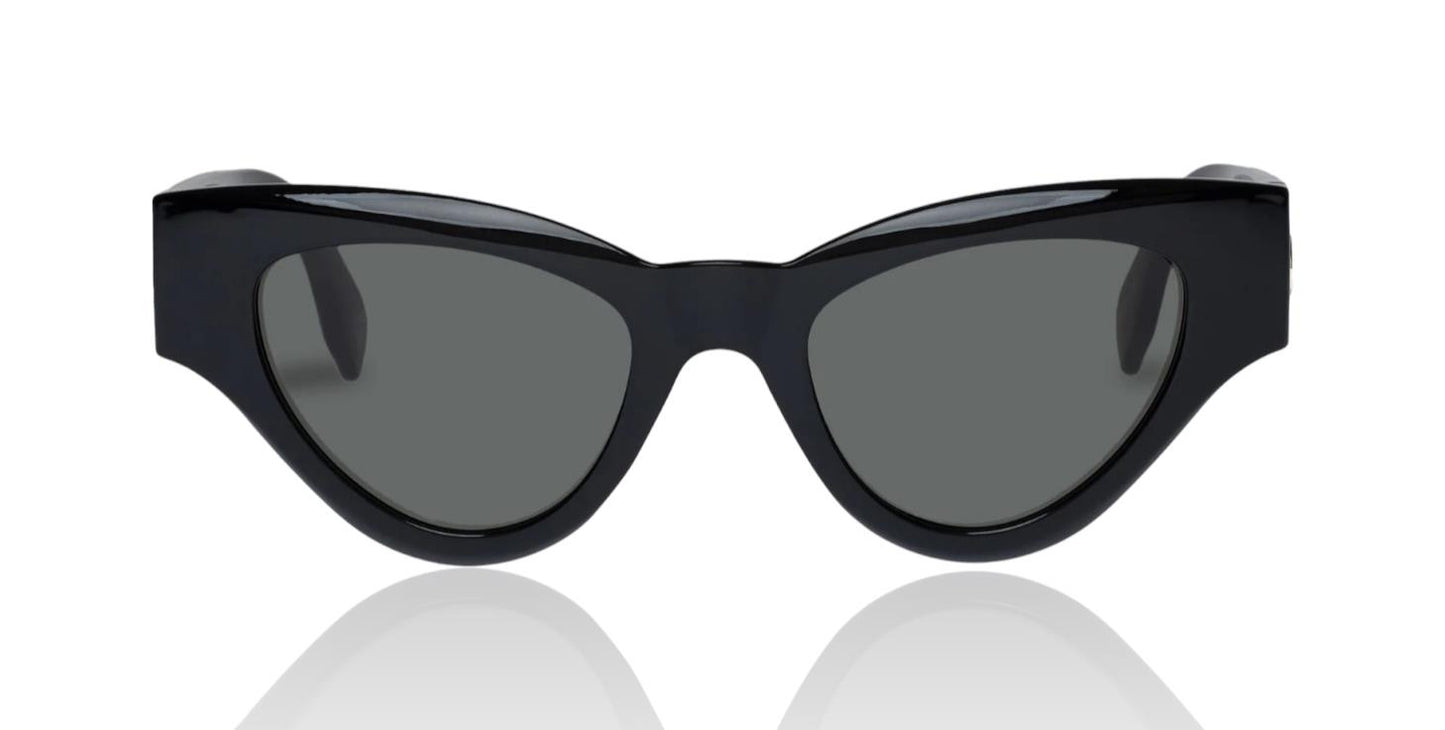 Le Specs FANPLASTICO Sunglasses | Classic Black Cats Eye,  Cat 3, Eco Friendly