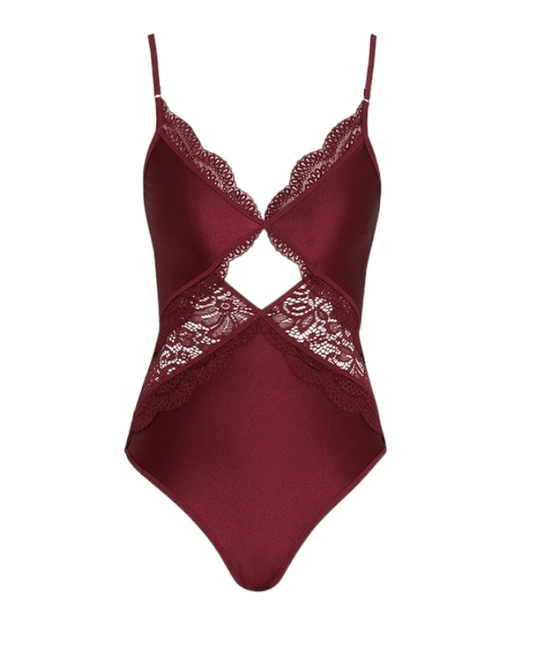 Zimmermann Devi Lace Cutout One Piece | Burgundy, V Neck, Can be worn as a Top!