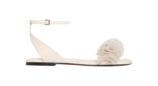 Zimmermann Embellished Flat Sandals | Cream/White,Leather, Hand Made in Italy