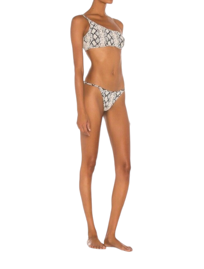 Zimmermann Fiesta One Shoulder Bikini Set | Snake Jacquard, Textured Fabric