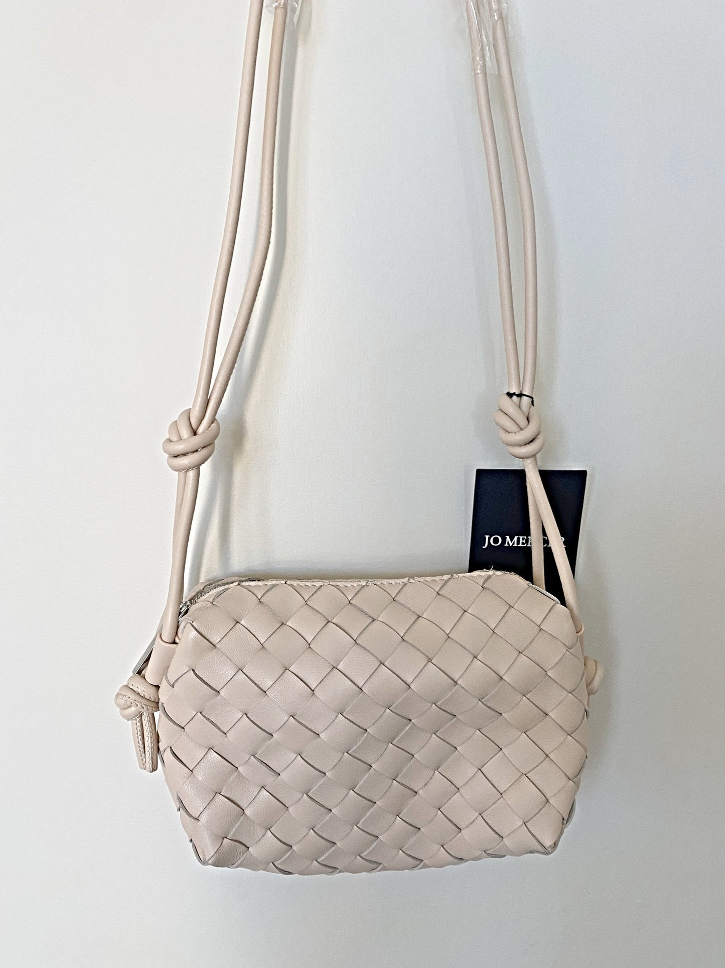 Jo Mercer Murphy Cross Body Bag | Nude / 'Powder Pink', Woven, Soft Calf Leather