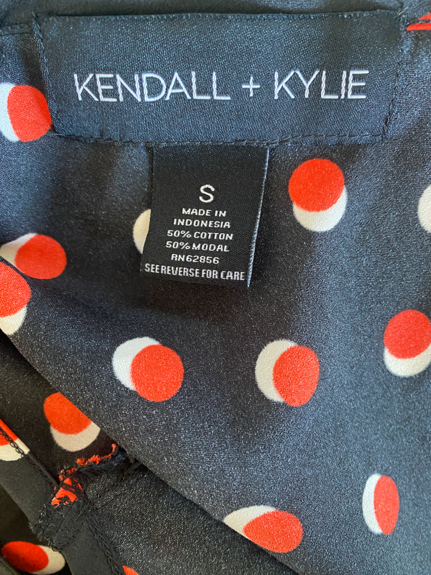 KENDALL + KYLIE Slip Style Dress | Navy/Red/White Polka Dots, Lace, Cotton/Modal