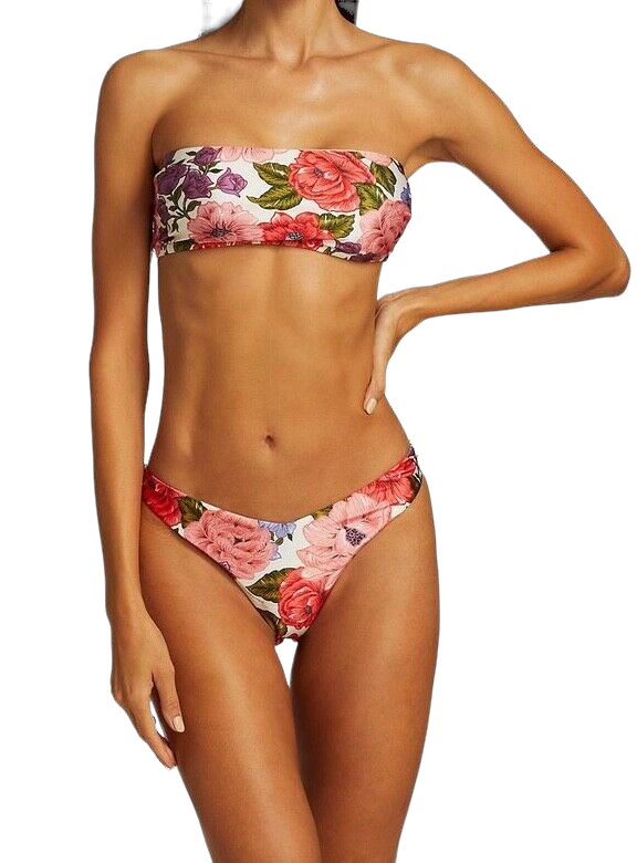 Zimmermann Poppy Bandeau Bikini Swimsuit Set | Floral Print, Cheeky | $350 RRP