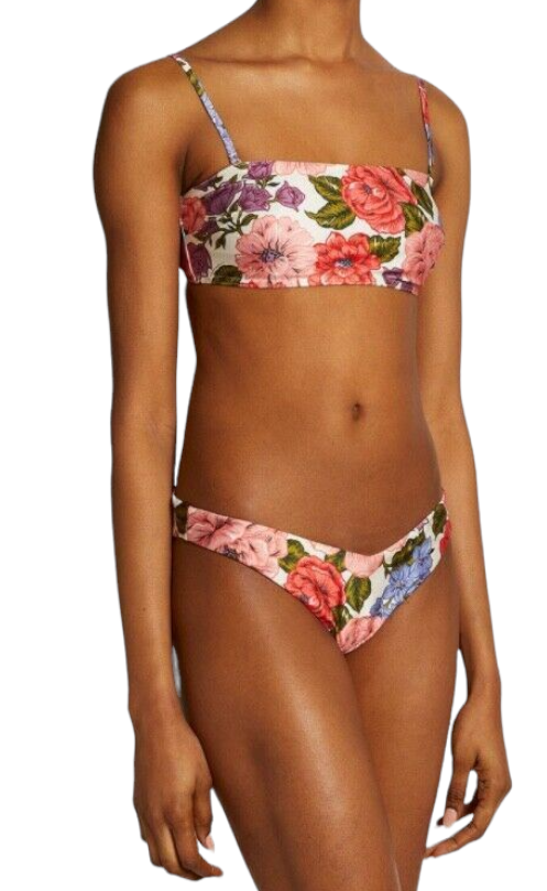 Zimmermann Poppy Bandeau Bikini Swimsuit Set | Floral Print, Cheeky | $350 RRP