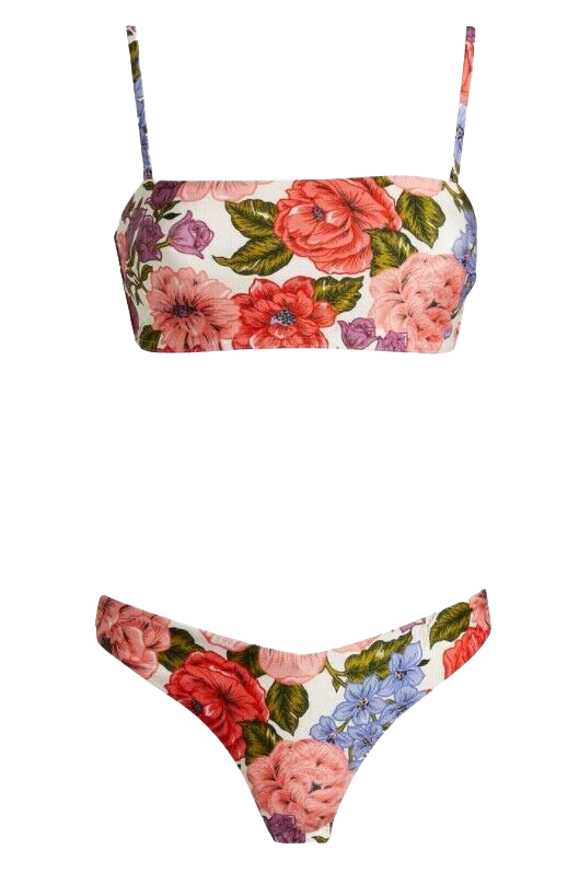 Zimmermann Poppy Bandeau Bikini Swimsuit Set | Floral Print, Cheeky | $350 RRP