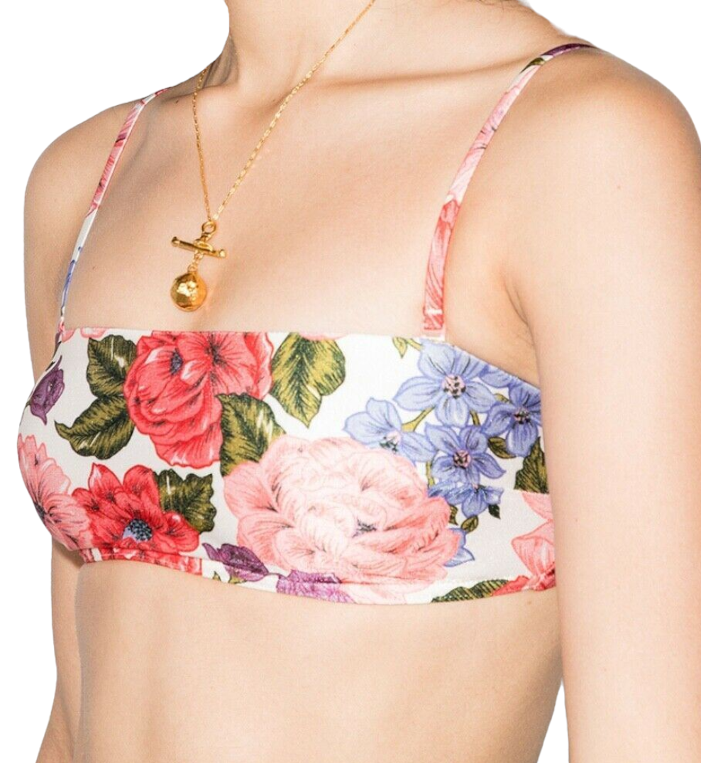 Zimmermann Poppy Bandeau Bikini Swimsuit Set | Floral Print, Cheeky | $350 RRP