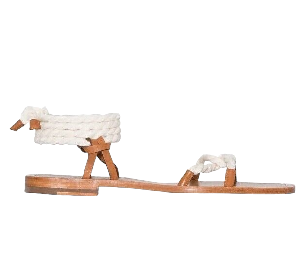 Zimmermann Rope Tie Flat Sandal | Saddle Tan, Leather, Gladiator Tie Up Summer