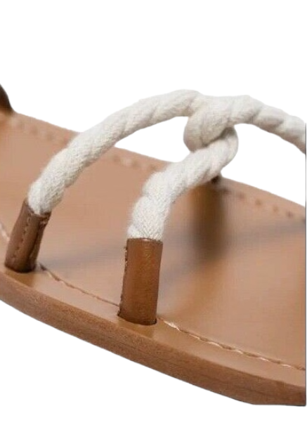 Zimmermann Rope Tie Flat Sandal | Saddle Tan, Leather, Gladiator Tie Up Summer