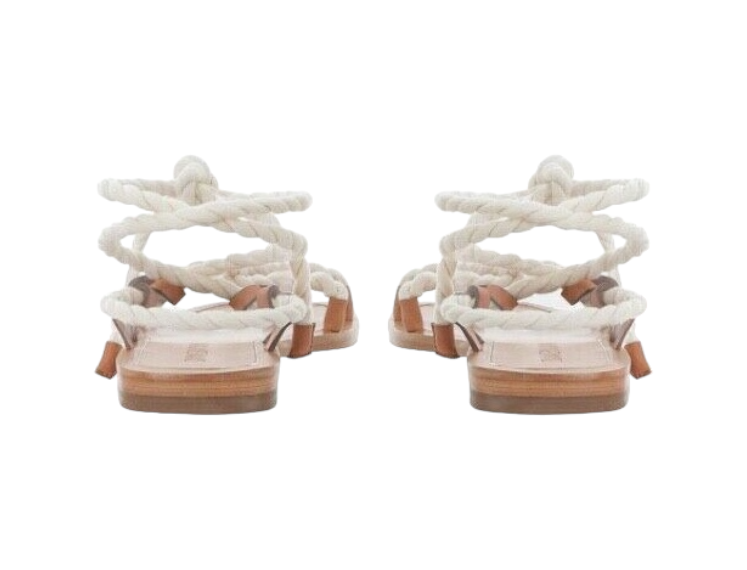 Zimmermann Rope Tie Flat Sandal | Saddle Tan, Leather, Gladiator Tie Up Summer