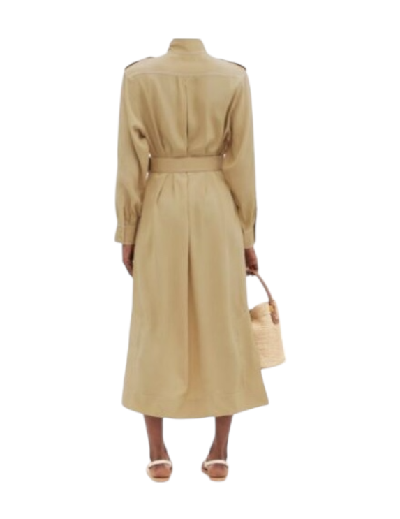 Zimmermann Utility Midi Dress | Khaki, Belted, Contrast Stitching, Collar $890RP