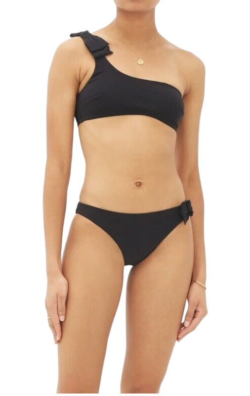 Zimmermann Zinnia Bow One Shoulder Bikini Set | Black, Bow, Hipster  $550 RP